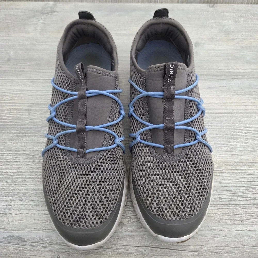 Vionic Jada Sneakers Gray Blue Bungee Slip On Walking Shoes‎ Womens 9
